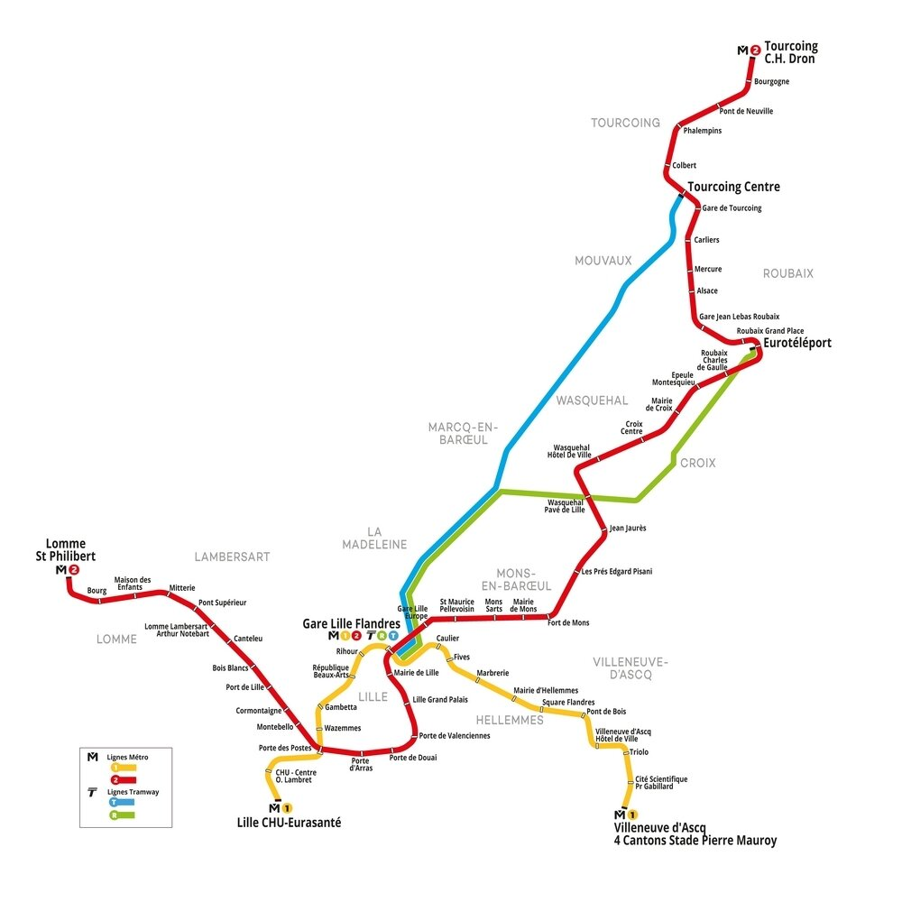 Plan de Metro de la Ville de Lille