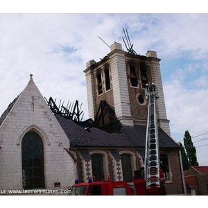 photo prise lors de l incendie de l église le 31/08/2009