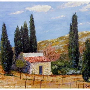 Le casot à Fourn près de Limoux. Peinture de Jean-Claude SELLES BROTONS.