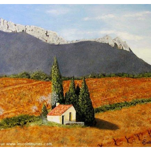 Casot dans les vignes de MAURY. Peinture de Jean-Claude SELLES BROTONS.