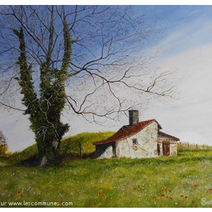 Le vieux chène et la grange route de Maslacq à L...